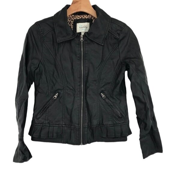 Sebby Other - Sebby Girls size large (12-14) faux Jacket black lined ruffle pockets zip